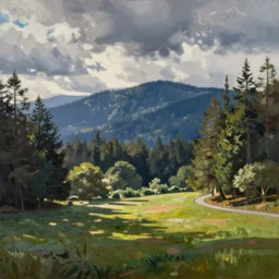 landscape painting of stanley park by robert hubert