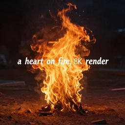 “a heart on fire, 8K render”