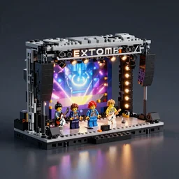 lego linkin park concert, 3d model, hyperrealistic, dynamic lighting, dynamic reflections,