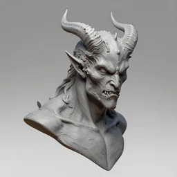 zbrush sculpt of cool demon with horns, trending on artstation, highly detailed