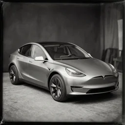 Daguerreotype of a Tesla car