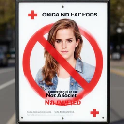 a sign that bans emma watson pictures red cross not allowed public health poster