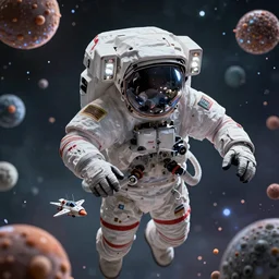 an epic portrait of an astronaut entering macroscopic multiverse of atoms madness with a tiny macro spaceship, cinematic lighting, trending on Artstation, highly detailed, insane details