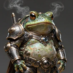 a fat slimy anthropomorphic toad king wearing ornate cyberpunk armor, smooth, intricate, elegant, digital painting, artstation, steam, grungy steel, concept art, sharp focus, octane render, illustration, art by josan gonzalez,