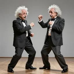 photo in color of albert einstein in a rap battle. highly detailed, 4 k, realistic.