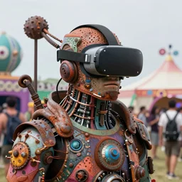 junk open air festival with cybertronic gadgets and vr helmets, durty colours, rotten textures, rusty shapes, biotechnology, tim hildebrandt, wayne barlowe, bruce pennington, donato giancola, larry elmore, oil on canvas, masterpiece, trending on artstation, featured on pixiv, cinematic composition, hyper - detailed, hd, hdr, 4 k, 8 k