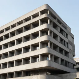 Beautiful Photograph of a Modernist Brutalist Building, day-light