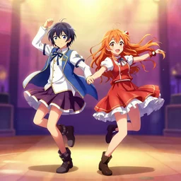 Yuri and Natsuki from Doki Doki Literature Club dancing