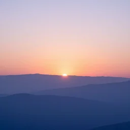 a minimalist sunrise landscape, in the style of greg rutkowski, dreamlike, vaporwave, smooth, clear, ray traced