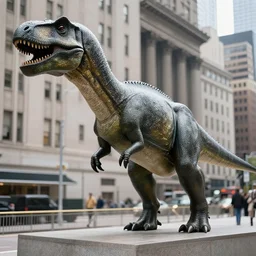 a statue of dinosaur placed at time square