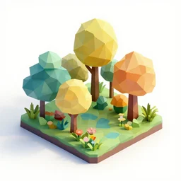 low poly art of nature in beautiful colors, on white background, isometric art, 3 d render, high detail, artstation, concept art, behance, ray tracing, smooth, sharp focus, ethereal lighting