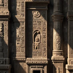 seamless tileable realistic video game texture, the walls of an alien temple, covered in alien hieroglyphs
