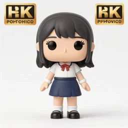 full body 3d render of japanese idol singer Yukiko Okada as a funko pop, studio lighting, white background, blender, trending on artstation, 8k, highly detailed