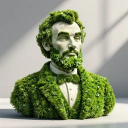 a hedge bush masterfully shaped like Abe Lincoln in the center of a hedge maze, 4k, realistic lighting, realistic shadows, unreal engine, ultra high detail, haunting mood