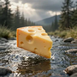 cheese slice floating down the river