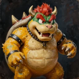 An ultra realistic portrait painting of Bowser in the style of Frank Frazetta, 4k, Ultra realistic, Highly Detailed, Dark Fantasy, Epic Lighting