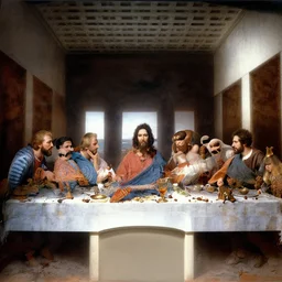 last supper in the style of Rembrandt mixed with Giger