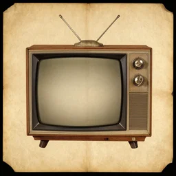 a scan of an ancient piece of art on parchment depicting a 4 k television