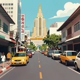 a bangkok street background illustrated by albito mielgo - w 1 0 2 4