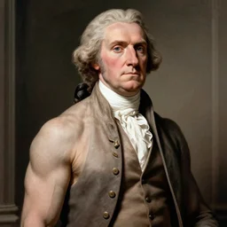 a portrait, of an incrediblely swole thomas jefferson