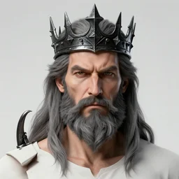 portrait of grizzled male god of the damned, black iron crown, claw scars, strong line, deep color, beautiful! coherent! by boris vallejo, by brian froud