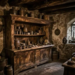 12th century apothecary shop, still from the game skyrim!!!, wide lens