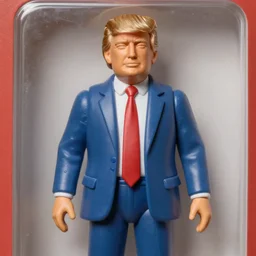 close up of donald trump plastic action figure, 8 0 s, dslr photo