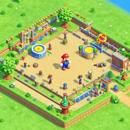 super mario, the sims 4, isometric, intricate