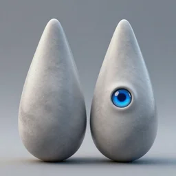 a pair of teardrop-shaped creatures roughly 30 cm (1 ft) in height, with a single blue eye in the middle of their bodies.