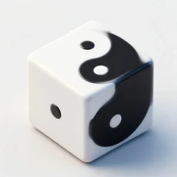 yin yang symbol around a cube