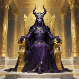 epic omnious academic drawing of Slaanesh his Highness the chaotic androgynous deity sitting in a regal pose on a solid diamond throne in a solemn golden and marble slaaneshite temple inspired by the most opulent temples of ancient Greece by James Gurney, Zdislaw Beksinski, Alex Gray, Greg Rutkowski, Robert McCall, CGsociety