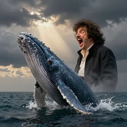 bob ross screaming at a whale