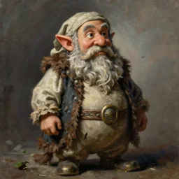 A detailed painting of a fantasy dwarf, plain background, neo-rococo expressionist style