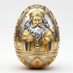 a high resolution photo of faberge egg of the elder wise man with platinum and gold, intricate, ornaments, trending on artstation