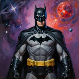 “Batman creates the world. 1932. Oil painting. Vibrant, cosmic, sacred”