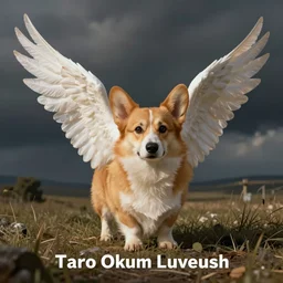 a corgi with wings by taro okamoto