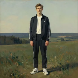 man by leyendecker, edward hopper full body, adidas fashion, landscape
