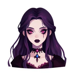 a vector based illustration of a gothic girl, head and shoulders shot, by sachin teng and loish, vibrant, vector art, award winning, stunning, trending on art station, highly detailed