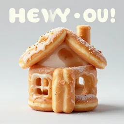 a house made from donuts, advertisement photo