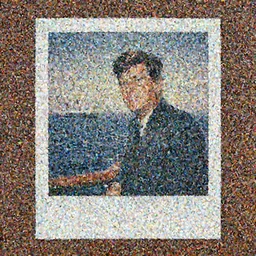 polaroid photo president kennedy, in the deck of the titanic looking the sea, august 1968, color photo, award winning