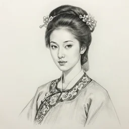 perfect professional detailed sketch portrait woman in eastern clothes