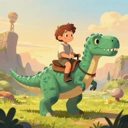 anton galov riding on dinosaur in fantasy world