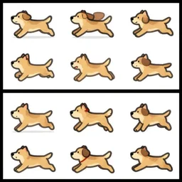 a dog running sprite sheet animation 1 6 x 1 6 frames