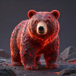 a bear is made of lava, sharp focus, unreal engine, octane render
