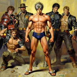 Ripped Physique Spike Spiegel Hermes the god wearing winged slippers with golden crest Greg Rutkowski Frank Frazetta Brad Rigney Bastien Lecouffe-Deharme Romain Trystram Jordan Grimmer Ilya Repin C. M. Kosemen All Tomorrows Youtube Video Sharpie Bold