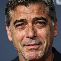 up close portrait of george clooney crying by hector gonzales, hyper detailed