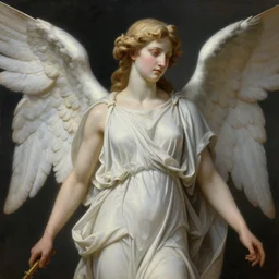 highly detailed oil painting | very intricate | cinematic lighting | award - winning | the beautiful angel of jupiter wearing a flowing toga | by godward, by tom bagshaw, by j. c. leyendecker and klimt, beautiful cinematic light, american romanticism, by alphonse mucha, artstation, cgsociety, official art, octane