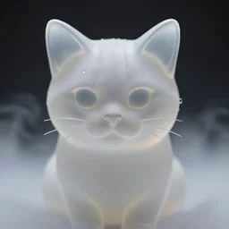highly detailed, close - up, sharp focus, cat figure material is half - transparent mist, cloud
