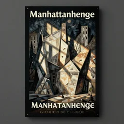 Manhattanhenge, vertical poster by Giorgio de Chirico