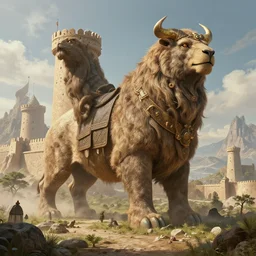 highly detailed portrait photo of huge Mûmakils near a medieval fortress a scenic fantasy dystopian environment, hyperrealistic Illustration